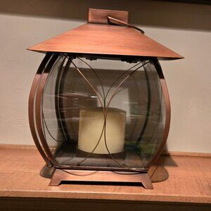 COPPER LANTERN WITH CANDLE